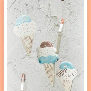 Personalized Wind Chime Ice Cream Cone Stoneware..
