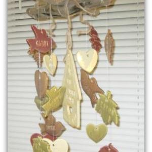 Multi Color Family Tree Birdhouse Wind Chime..